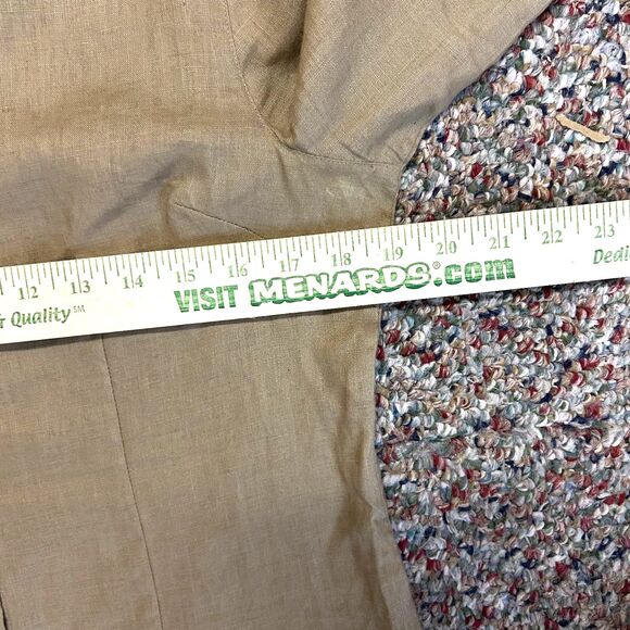 Vintage 90s Taxi Deep Tan Linen Roll Tab Sleeve Shaped Button Up Shirt Size L - Picture 9 of 13